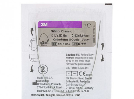 Дуга нитиноловая Unitek Classic .021x.025 ВЧ  ФIII 3М
